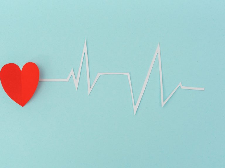 Paper cut of cardiogram of heart rhythm for Valentines Day .
